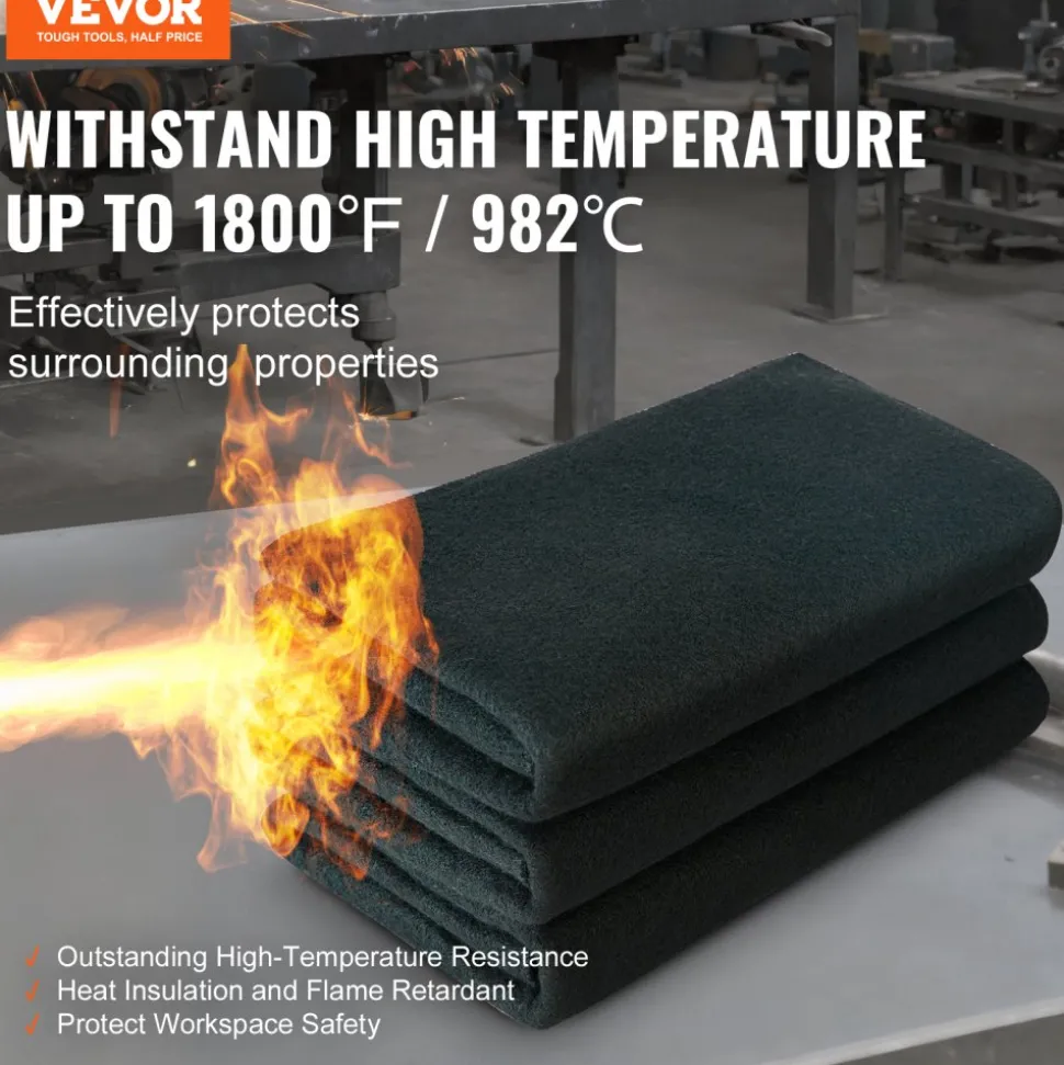VEVOR Carbon Felt Welding Blanket 4 Pack, 37" x 36" Flame Retardant Welding Blanket, Up To 1800°F Heat Resistant Blanket Set, Cuttable Carbon Fiber Fire Retardant Insulation Welding Mat Pad