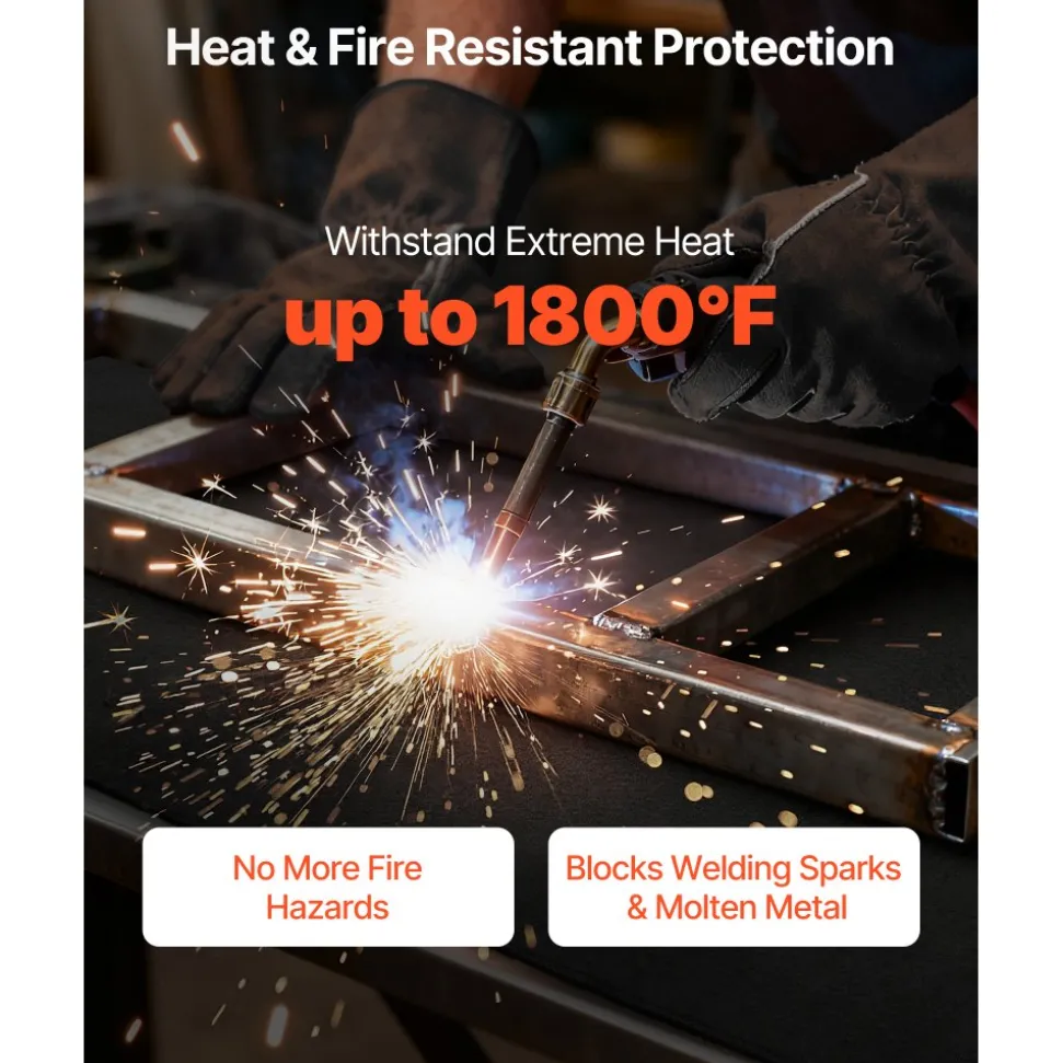 VEVOR Carbon Felt Welding Blankets, 2-Pack 20" x 36" Flame Retardant Welding Blanket, Up to 1800°F Heat Resistant Safety Protection Blanket, 3.5mm Thickened Carbon Fiber Fireproof Insulation Mat Pad
