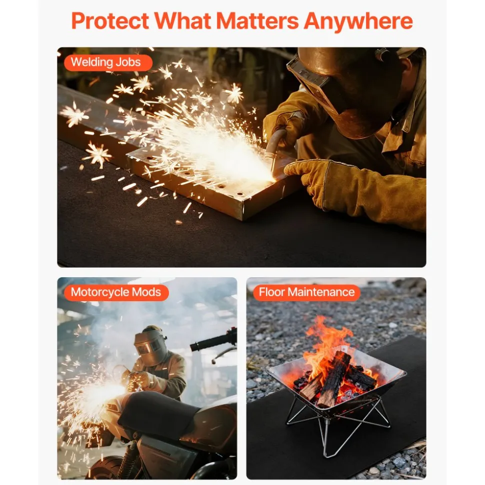VEVOR Carbon Felt Welding Blankets, 2-Pack 20" x 36" Flame Retardant Welding Blanket, Up to 1800°F Heat Resistant Safety Protection Blanket, 3.5mm Thickened Carbon Fiber Fireproof Insulation Mat Pad