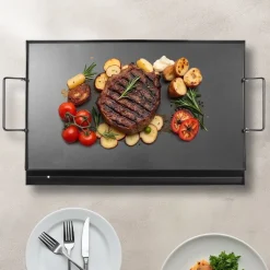 VEVOR Carbon Steel Griddle, 24x16 inch Universal Flat Top Rectangular Plate, Gas Grill Griddle for BBQ Grill, Teppanyaki, Portable Family Cookware with Handle, for Camping Tailgating Party