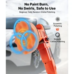 VEVOR Car Buffer Polisher, 6-Inch Dual Action Polisher Buffer Waxer, 650W 6 Variable Speeds 2000-6800RPM Random Orbital Polisher Kit for Cars Detailing, Waxing, Polishing