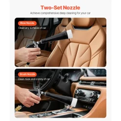 VEVOR Car Cleaning Gun, 6-9.2 Bar High-Pressure Air Blow Gun with 2 Set Nozzles, 360° Rotating Nozzle for Complete Cleaning, Quickly Blasts Dirt and Dust from Surface, Work with 1/4 NPT Air Compressor