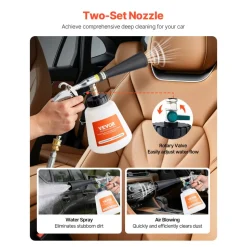 VEVOR Car Cleaning Gun, 6-9.2 Bar High-Pressure Air Blow Gun with 2 Set Nozzles & 1L Liquid Bottle, Vortex Cleaning Gun, Quickly Blasts Dirt and Dust from Surface, Suitable for 1/4 NPT Air Compressor