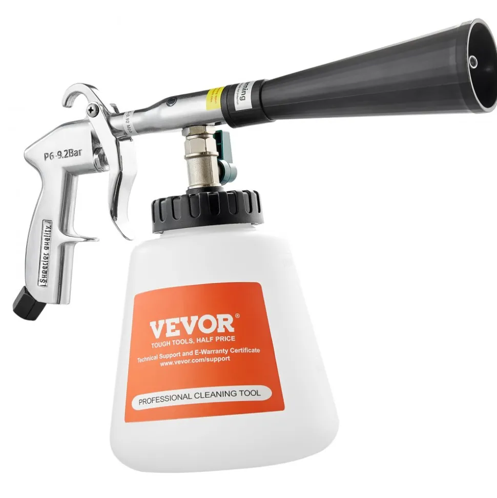 VEVOR Car Cleaning Gun, 6-9.2 Bar High-Pressure Air Blow Gun with 2 Set Nozzles & 1L Liquid Bottle, Vortex Cleaning Gun, Quickly Blasts Dirt and Dust from Surface, Suitable for 1/4 NPT Air Compressor