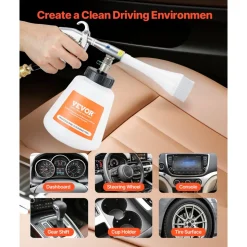 VEVOR Car Cleaning Gun, 6-9.2 Bar High-Pressure Air Blow Gun with 2 Set Nozzles & 1L Liquid Bottle, Vortex Cleaning Gun, Quickly Blasts Dirt and Dust from Surface, Work with 1/4 NPT Air Compressor