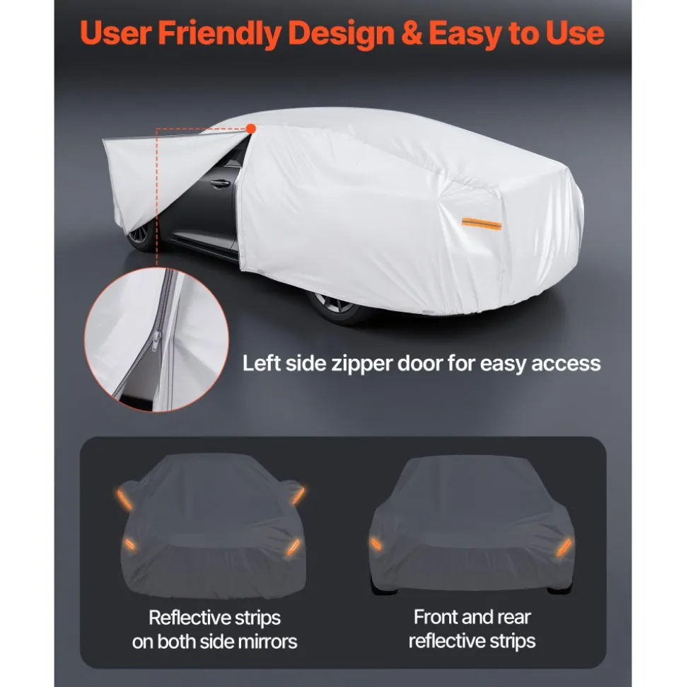 VEVOR Car Cover, Car Cover Waterproof for Toyota Camry Mid Size Sedan, Custom-fit All Weather Sun Rain Wind Frost Dust Snow Protection Full Exterior Covers with Door Zipper and Cotton Lining, Silver