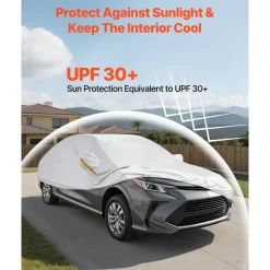 VEVOR Car Cover, Car Cover Waterproof for Toyota Camry Mid Size Sedan, Custom-fit All Weather Sun Rain Wind Frost Dust Snow Protection Full Exterior Covers with Door Zipper and Cotton Lining, Silver