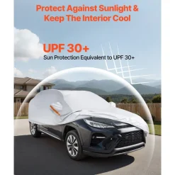 VEVOR Car Cover, Car Cover Waterproof for Toyota RAV4 Compact SUV, Custom-fit All Weather Sun Rain Wind Frost Dust Snow Protection Full Exterior Covers with Door Zipper and Cotton Lining, Silver