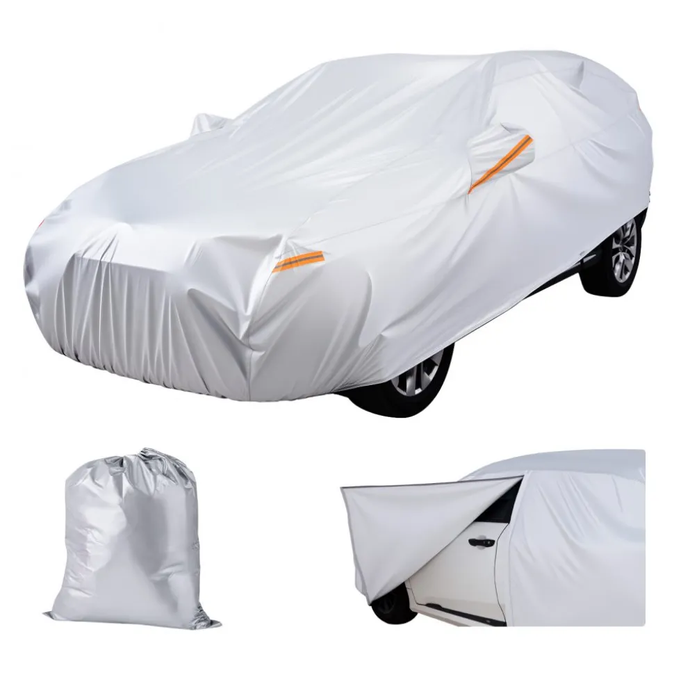 VEVOR Car Cover, Car Cover Waterproof for Toyota RAV4 Compact SUV, Custom-fit All Weather Sun Rain Wind Frost Dust Snow Protection Full Exterior Covers with Door Zipper and Cotton Lining, Silver