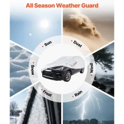 VEVOR Car Cover, Car Cover Waterproof for Toyota RAV4 Compact SUV, Custom-fit All Weather Sun Rain Wind Frost Dust Snow Protection Full Exterior Covers with Door Zipper and Cotton Lining, Silver