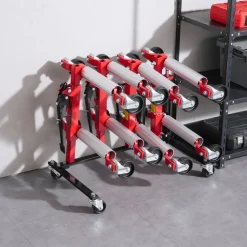 VEVOR Car Dolly Rack, Storage Rack with 360° Rotatable Wheels, Hydraulic Ratchet Trolley Jack Stand Organizer, Jack Stands Holder Storage Rack, 4-Dolly Capacity, Compatible with Most Dollies