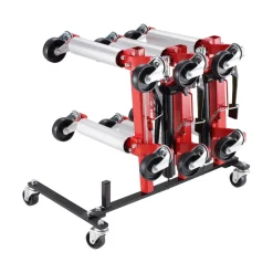VEVOR Car Dolly Rack, Storage Rack with 360° Rotatable Wheels, Hydraulic Ratchet Trolley Jack Stand Organizer, Jack Stands Holder Storage Rack, 4-Dolly Capacity, Compatible with Most Dollies