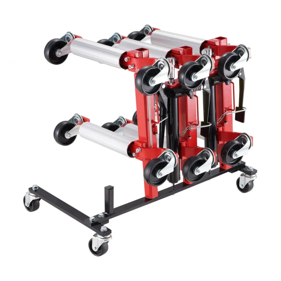 VEVOR Car Dolly Rack, Storage Rack with 360° Rotatable Wheels, Hydraulic Ratchet Trolley Jack Stand Organizer, Jack Stands Holder Storage Rack, 4-Dolly Capacity, Compatible with Most Dollies