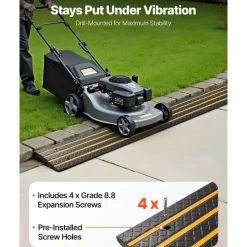 VEVOR Car Driveway Rubber Curb Ramp, 33069 lbs Load Capacity, 2.6 inch Rise Curbside Bridge Ramp with Yellow Reflective Strips, Suitable for Loading Dock, Warehouse, Garage, Sidewalk (1 Pack)