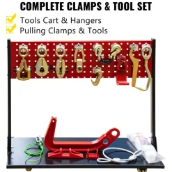 VEVOR Car Frame Puller Set, 6 Ton PSI Air Pump Frame Puller, 10000 PSI Foot-Operated Hydraulic Pump, 3 Ton Air Bag Jack, Auto Body Frame Straightener, with Double-Head Clamps And Casters