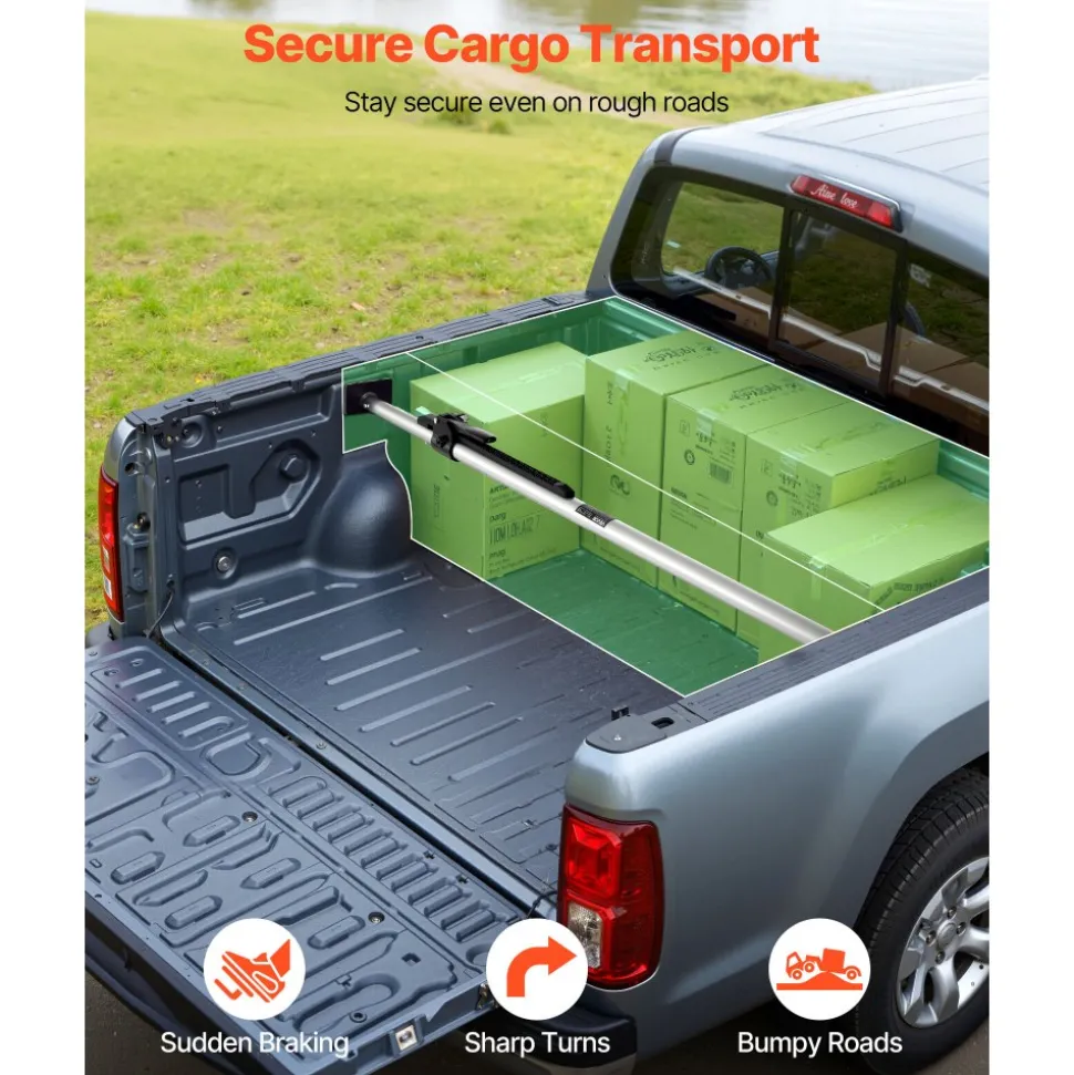 VEVOR Cargo Bar, Cargo Bar Adjustable from 59" to 73", Heavy-duty Steel Cargos Stabilizer with Non-Slip Foot Pads, Telescoping Load Lock Bars Stop Sliding for Pickup Truck