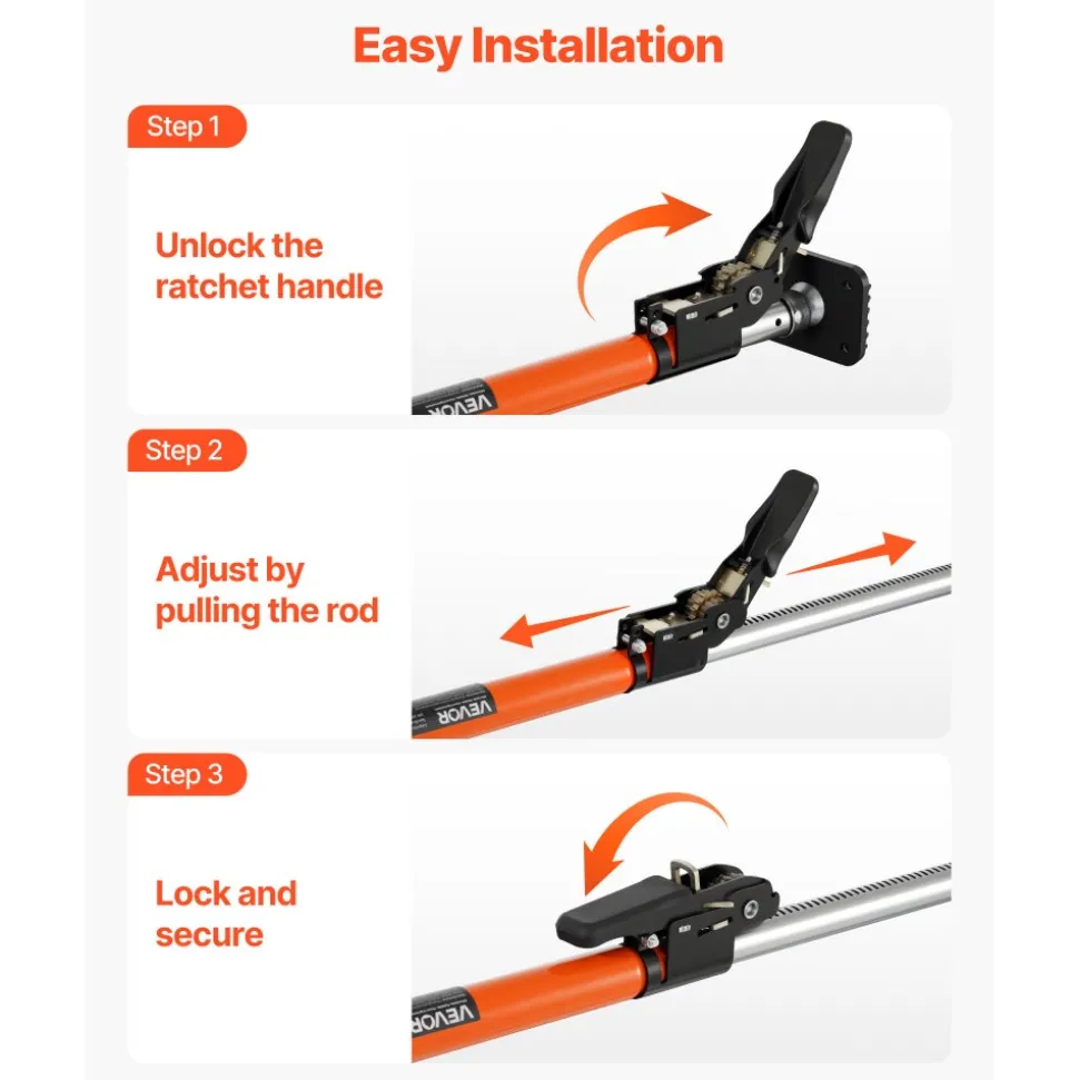 VEVOR Cargo Bar, Cargo Bar Adjustable from 40" to 73", Heavy-duty Steel Cargos Stabilizer with Non-Slip Foot Pads, Telescoping Load Lock Bars Stop Sliding for SUVs, Sedans