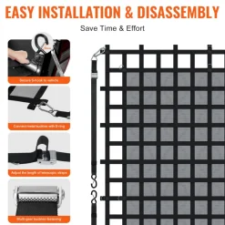 VEVOR Cargo Net, 120 in x 105 in, Heavy Duty Truck Cargo Net for Truck Bed, 4 Adjustable Straps with Carabiners & S-Hooks, Wear-resistant & Weather-proof, Suitable for Pickup, Truck, Jeep, SUV, Boat