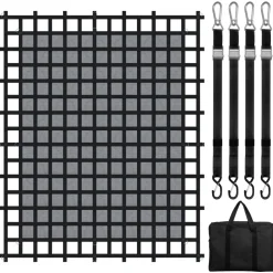 VEVOR Cargo Net, 120 in x 105 in, Heavy Duty Truck Cargo Net for Truck Bed, 4 Adjustable Straps with Carabiners & S-Hooks, Wear-resistant & Weather-proof, Suitable for Pickup, Truck, Jeep, SUV, Boat