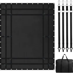 VEVOR Cargo Net, 72 in x 57 in, Heavy Duty Truck Cargo Net for Truck Bed, 4 Adjustable Straps with Carabiners and Rubber Coated Hooks, Durable, Suitable for Pickup, Jeep, Truck, SUV, Boat (Black)