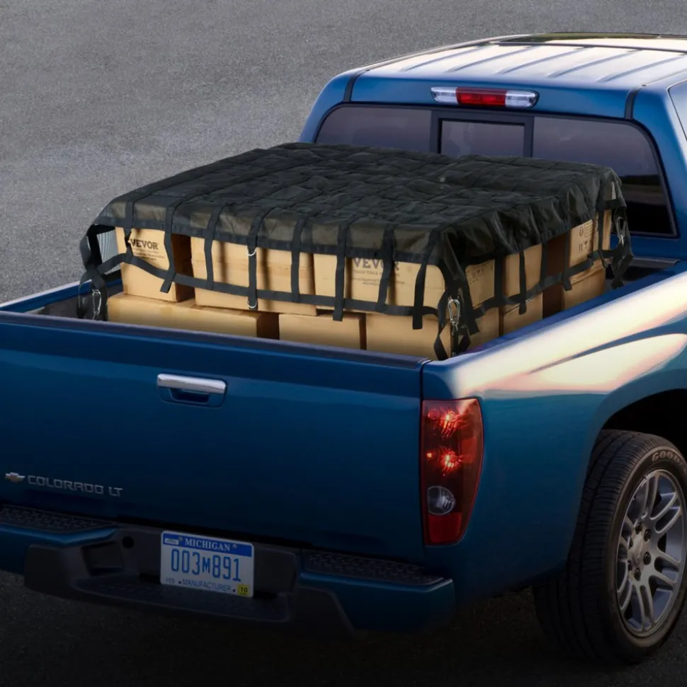 VEVOR Cargo Net, 96 in x 81 in, Heavy Duty Truck Cargo Net for Truck Bed, 4 Adjustable Straps with Carabiners & S-Hooks, Wear-resistant & Weather-proof, Suitable for Pickup, Truck, Jeep, SUV, Boat