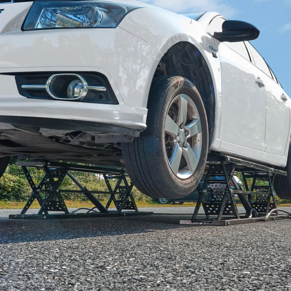 VEVOR Car Lift, 7,000 LBS Capacity Portable Car Lift, with Extended-Length Plates, 26.8" Max. Height, Heavy-duty Carbon Steel Truck Lift with 120V Power Unit, Auto Car Jack Lifts for Home Garage Shop