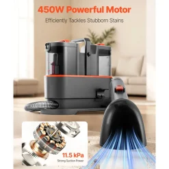 VEVOR Carpet Cleaner Machine, 50.72 oz Clean Water Tank & 27.05 oz Dirty Water Tank, Portable Upholstery Shampooer, 11.5Kpa Handheld Furniture Extractor, Spot and Stain Deep Cleaner for Rug Couch Car