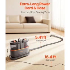 VEVOR Carpet Cleaner Machine, 50.72 oz Clean Water Tank & 27.05 oz Dirty Water Tank, Portable Upholstery Shampooer, 11.5Kpa Handheld Furniture Extractor, Spot and Stain Deep Cleaner for Rug Couch Car