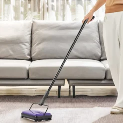 VEVOR Carpet Sweeper Manual, Floor Sweeper with 300 ml Dustbin Capacity Easy to Empty, 6.7 inch Cleaning Width for Home Office Carpets Pet Hair Dust, Purple