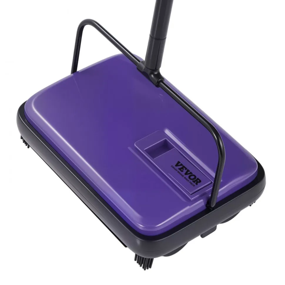 VEVOR Carpet Sweeper Manual, Floor Sweeper with 300 ml Dustbin Capacity Easy to Empty, 6.7 inch Cleaning Width for Home Office Carpets Pet Hair Dust, Purple