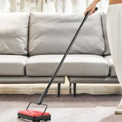 VEVOR Carpet Sweeper Manual, Floor Sweeper with 300 ml Dustbin Capacity Easy to Empty, 6.7 inch Cleaning Width for Home Office Carpets Pet Hair Dust, Red