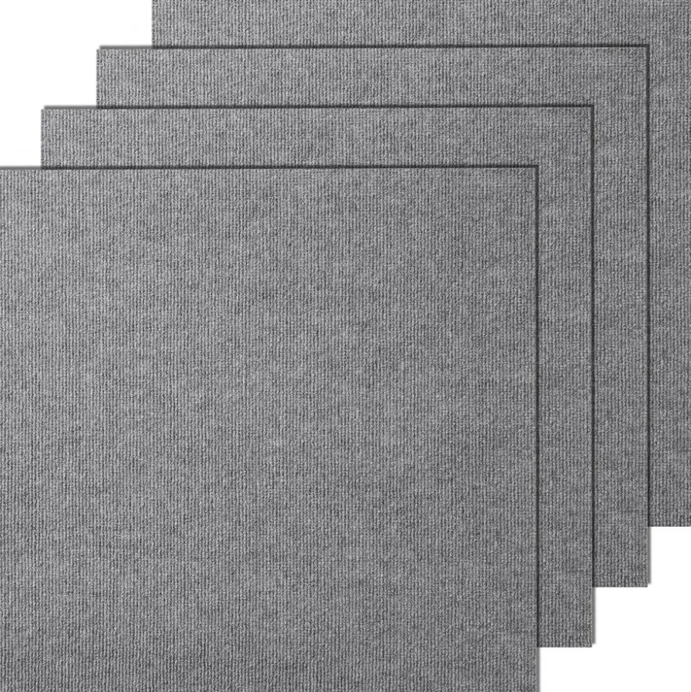 VEVOR Carpet Tiles Peel and Stick, 24” x 24” Squares Self Adhesive Carpet Floor Tile, Soft Padded Carpet Tiles, Easy Install DIY for Bedroom Living Room Indoor Outdoor (9Tiles, Light Gray)
