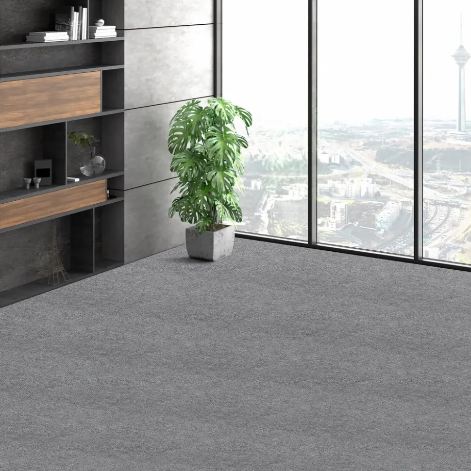 VEVOR Carpet Tiles Peel and Stick, 24” x 24” Squares Self Adhesive Carpet Floor Tile, Soft Padded Carpet Tiles, Easy Install DIY for Bedroom Living Room Indoor Outdoor (9Tiles, Light Gray)