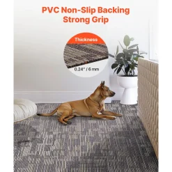 VEVOR Carpet Tiles Reusable 24x24 inch, 24 PCS Modular Carpet Square Rug, Commercial Floor Soft Padded for Seamless Cover 96sq.ft, Easy DIY for Living Room Bedroom Office Indoor,Dark Brown