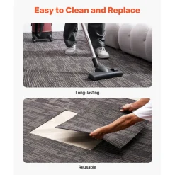 VEVOR Carpet Tiles Reusable 24x24 inch, 24 PCS Modular Carpet Square Rug, Commercial Floor Soft Padded for Seamless Cover 96sq.ft, Easy DIY for Living Room Bedroom Office Indoor,Dark Brown