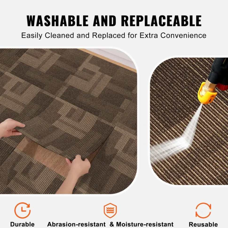 VEVOR Carpet Tiles Reusable, 20"x 20" Carpet Squares With Padding Attached, Soft Padded Carpet Tiles, Easy Install DIY for Bedroom Living Room Indoor Outdoor (20 Tiles, Dark Gray)