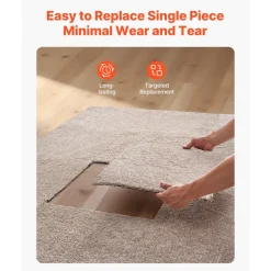 VEVOR Carpet Tiles 18x18 inch, 10 Pack Carpet Square Rug Detachable & Damage-free, Self Adhesive Home Floor Soft Plush Padded for 22.5sq.ft Coverage, Easy DIY for Living Room & Bedroom, Light Brown
