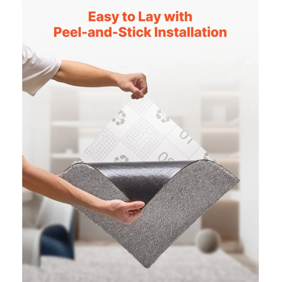 VEVOR Carpet Tiles 18x18 inch, 10 Pack Carpet Square Rug Detachable & Damage-free, Self Adhesive Home Floor Soft Plush Padded for 22.5sq.ft Coverage, Easy DIY for Living Room & Bedroom, Dark Brown