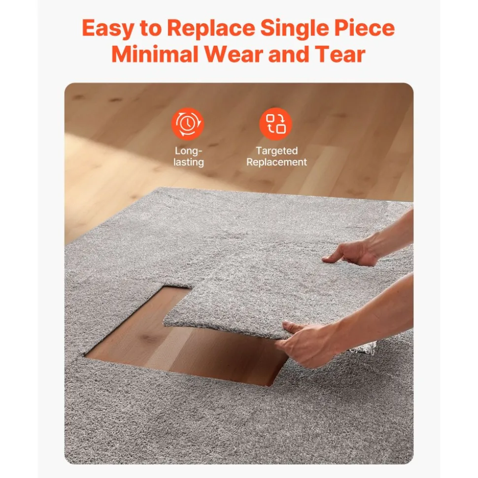 VEVOR Carpet Tiles 18x18 inch, 10 Pack Carpet Square Rug Detachable & Damage-free, Self Adhesive Home Floor Soft Plush Padded for 22.5sq.ft Coverage, Easy DIY for Living Room & Bedroom, Dark Brown