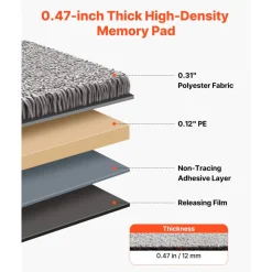 VEVOR Carpet Tiles 18x18 inch, 10 Pack Carpet Square Rug Detachable & Damage-free, Self Adhesive Home Floor Soft Plush Padded for 22.5sq.ft Coverage, Easy DIY for Living Room & Bedroom, Dark Brown