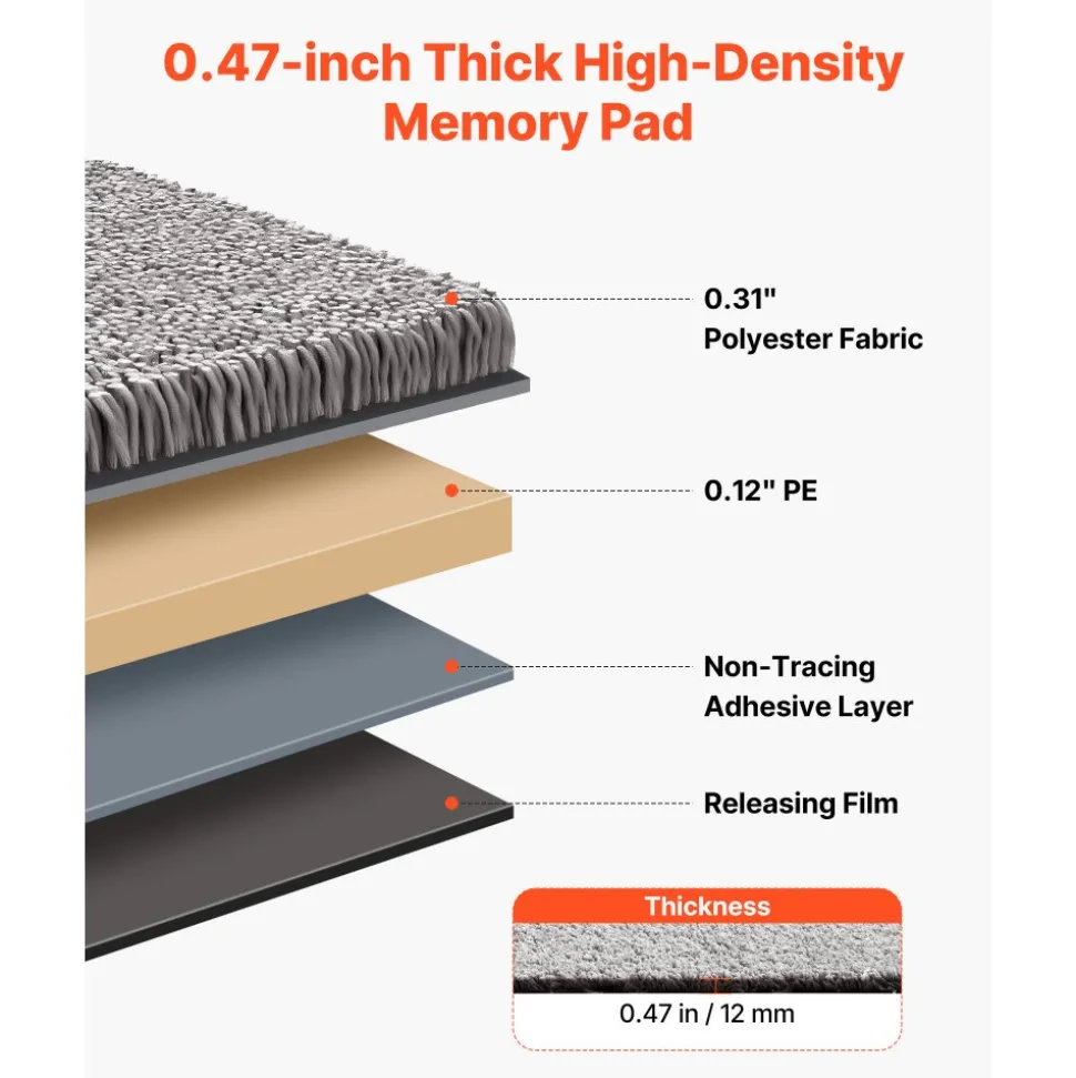 VEVOR Carpet Tiles 18x18 inch, 10 Pack Carpet Square Rug Detachable & Damage-free, Self Adhesive Home Floor Soft Plush Padded for 22.5sq.ft Coverage, Easy DIY for Living Room & Bedroom, Dark Brown