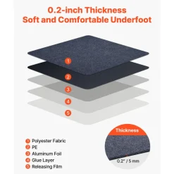 VEVOR Carpet Tiles 24x24 inch, 15 Pack Peel and Stick Carpet Square Rug, Self Adhesive Commercial Floor Soft Padded for Seamless Cover 60sq.ft², Easy DIY Replacement for Living Room Office,Gray