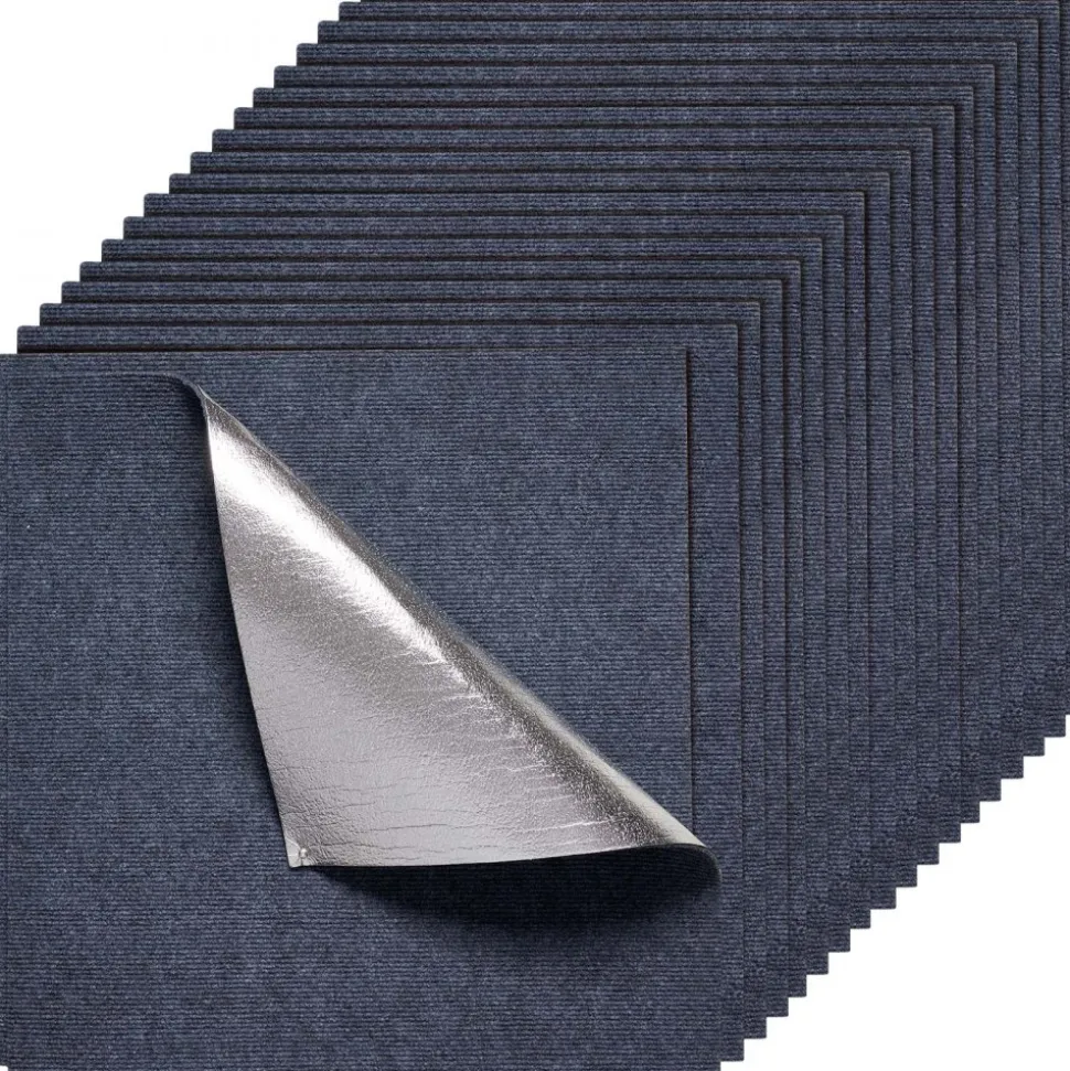 VEVOR Carpet Tiles 24x24 inch, 15 Pack Peel and Stick Carpet Square Rug, Self Adhesive Commercial Floor Soft Padded for Seamless Cover 60sq.ft², Easy DIY Replacement for Living Room Office,Gray