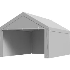 VEVOR Carport Replacement Canopy, 13 x 20 ft Potable Garage Tent Top Tarp with Sidewalls, UV-Resistant & Waterproof, Heavy Duty Car Shelter Tarp with Ball Buggees, Grey, Frame Not Included