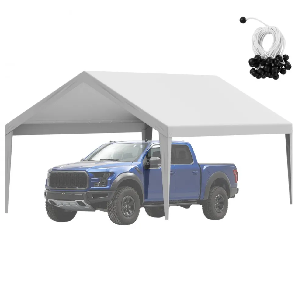 VEVOR Carport Replacement Canopy Cover 13 x 20 ft, Garage Top Tent Shelter Tarp Heavy-Duty Waterproof & UV Protected, Easy Installation with Ball Bungees,Grey (Only Top Cover, Frame Not Include)
