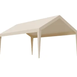 VEVOR Carport Replacement Canopy, 12 x 20 ft Potable Garage Tent Top Tarp, UV-Resistant & Waterproof Car Shelter Tarp, Heavy Duty Car Port Cover with Ball Buggees, Beige, Frame Not Included