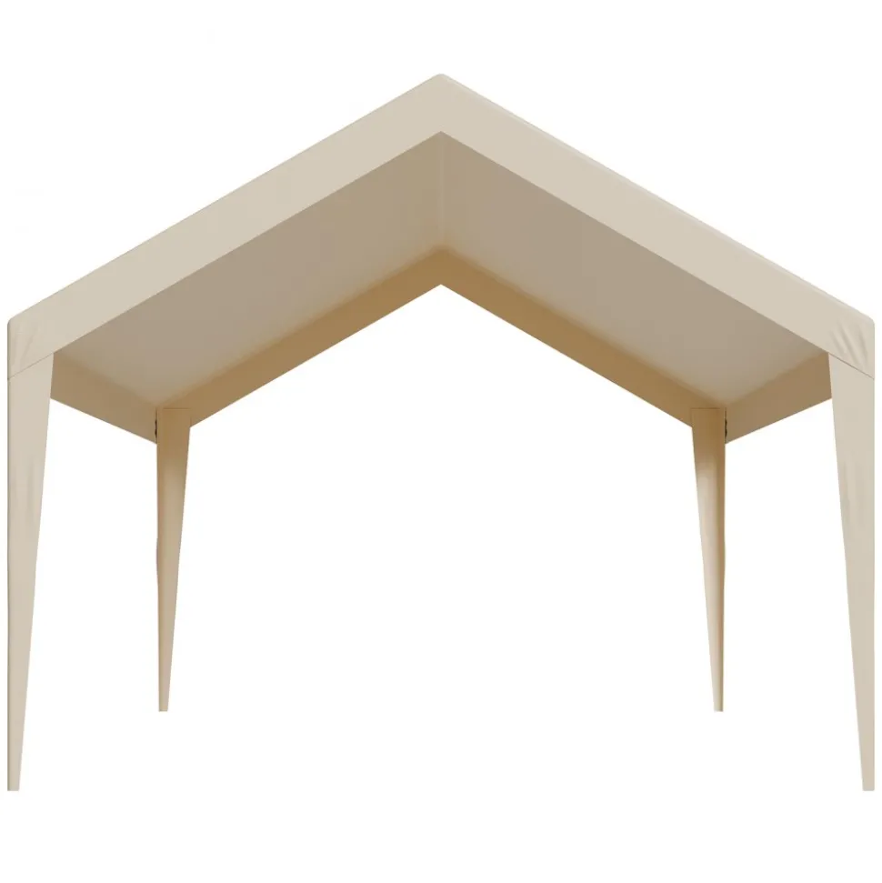 VEVOR Carport Replacement Canopy, 12 x 20 ft Potable Garage Tent Top Tarp, UV-Resistant & Waterproof Car Shelter Tarp, Heavy Duty Car Port Cover with Ball Buggees, Beige, Frame Not Included