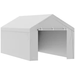 VEVOR Carport Replacement Canopy Cover Top + Side Wall 10 x 20 ft, Garage Tent Shelter Tarp Heavy-Duty Waterproof & UV Protected, Easy Installation with Ball Bungees,Grey (Frame Not Included)