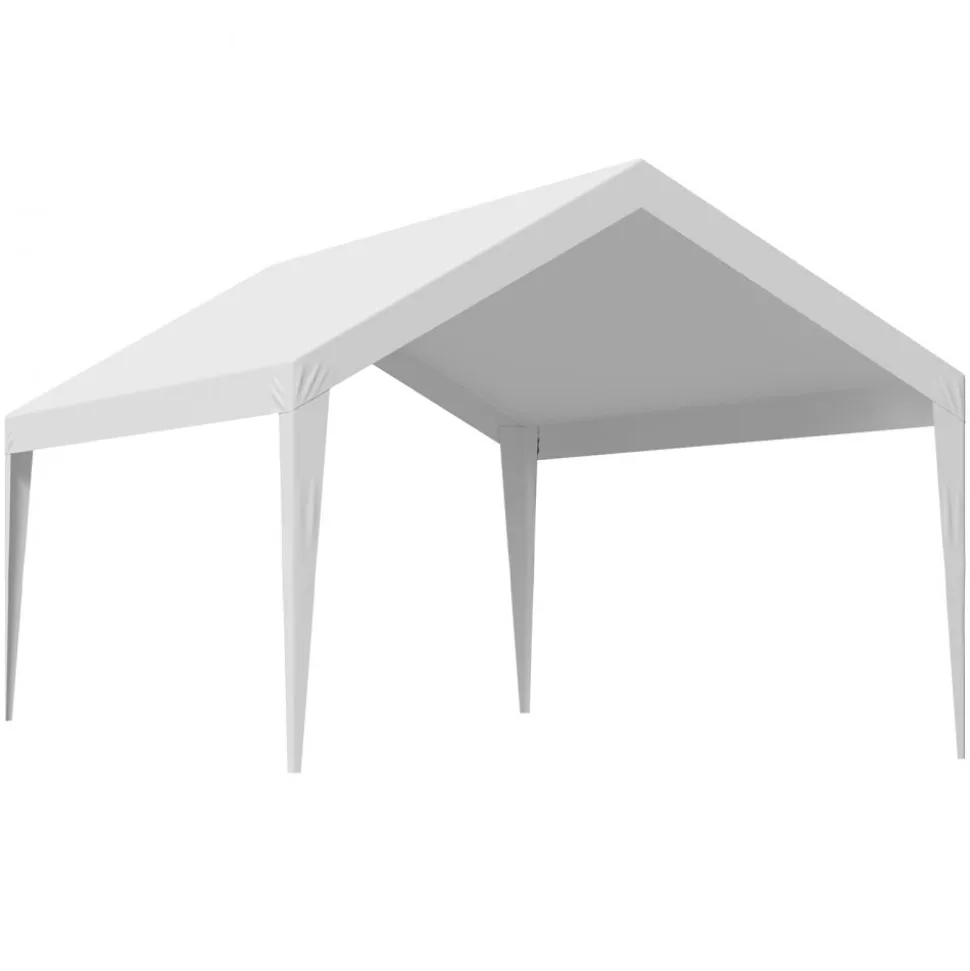 VEVOR Carport Replacement Canopy, 12 x 20 ft Potable Garage Tent Top Tarp, UV-Resistant & Waterproof Car Shelter Tarp, Heavy Duty Car Port Cover with Ball Buggees, White, Frame Not Included