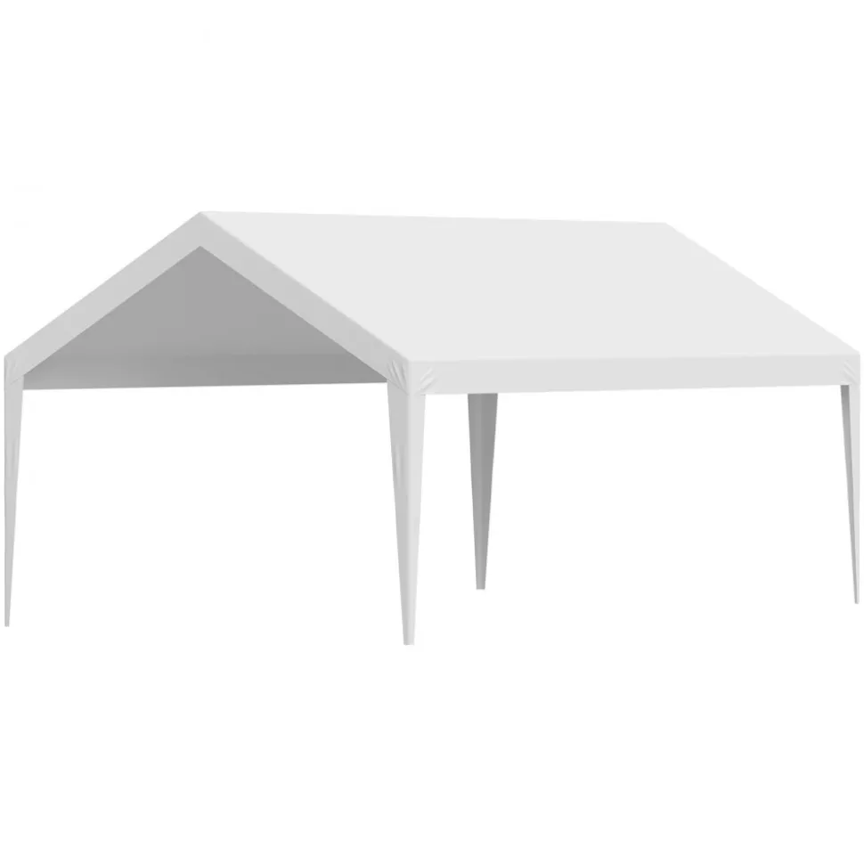 VEVOR Carport Replacement Canopy, 12 x 20 ft Potable Garage Tent Top Tarp, UV-Resistant & Waterproof Car Shelter Tarp, Heavy Duty Car Port Cover with Ball Buggees, White, Frame Not Included